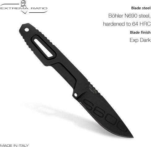 نسبة Extrema - Satre S600 (Black) ، S600 Steel Blade 4 Mm ، Exp Dark Finish ، مقبض مريح خفيف الوزن ، مصنوع في إيطاليا in Kuwait