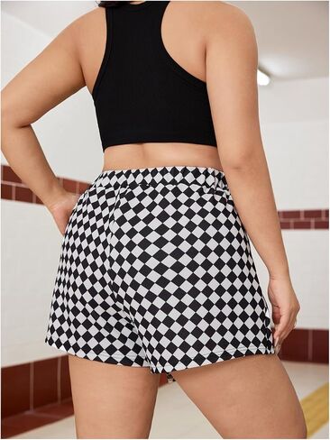 Wdirara Women's Plus Size Skorts Skorts مرنة الخصر التفاف القصيرة التنورة غير المتناظرة in Saudi Arabia