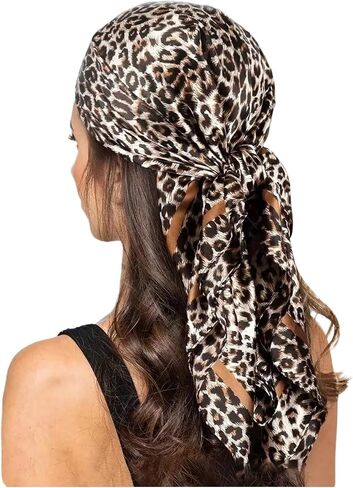 Floerns Women's Retro Silk Bandana Leopard Print Headscarf Boho Square Hair Scarf in Saudi Arabia
