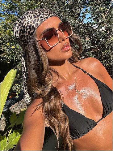 Floerns Women's Retro Silk Bandana Leopard Print Headscarf Boho Square Hair Scarf in Saudi Arabia