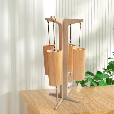 Chime Stand Gong Stand Multipurpose, Wooden Chime Holder, Wind Chime Wood Stand for Tea Room, Meditation, Tabletop, Style A in Saudi Arabia