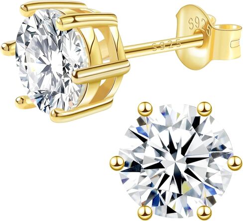 Moissanite Stud Earrings, 0.6–3.0ct Lab Created Diamond Earrings for Women & Men, D Color VVS1 Clarity, 925 Sterling Silver, 14K White Gold Plated, Hypoallergenic Solitaire Studs Jewelry Gift in Kuwait