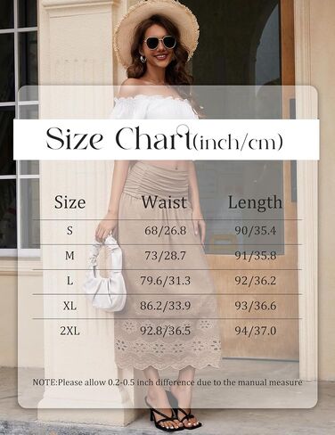 DRESSTELLS Boho Skirt for Women 2025 Lace Embroidery Eyelet High Waist A-Line Flowy Beach Midi Long Skirts in Saudi Arabia