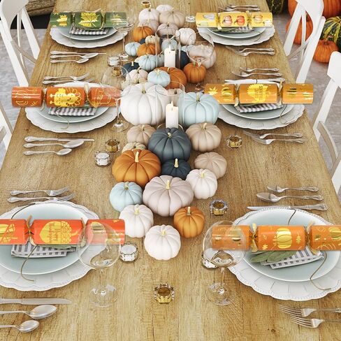 8 PC Thanksgiving Crackers Poppers Party Table Favors No Snap No Popping Fall Thanksgiving Games Activities for Kids Family with Party Hat Joke Gifts Toys Holiday Traditions Prizes in Saudi Arabia