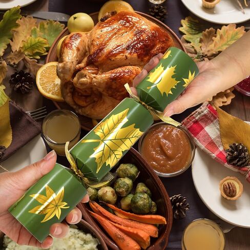 8 PC Thanksgiving Crackers Poppers Party Table Favors No Snap No Popping Fall Thanksgiving Games Activities for Kids Family with Party Hat Joke Gifts Toys Holiday Traditions Prizes in Saudi Arabia