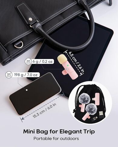 Mini Pink Microphone لـ iPhone Android Phone Tablet PC ، USB C MIC اللافالير اللاسلكي لتسجيل الفيديو Vlogging YouTube Tiktok Podcast Contractors ، Tiny Microphones Mics in Kuwait