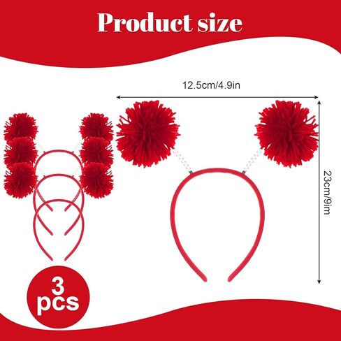3 PCS POM POM HEADS HEAD BOPPER for Women Party Taving Combands Assume Assories for Halloween Mardi Gras in Kuwait