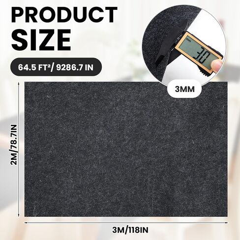 Nuanchu 78.7'' x 118'' Black Underfelt Carpet for Speaker Sub Box, RV, Boat, Marine, Auto, Truck, Car Trunk, Door Liner, Desk in Saudi Arabia