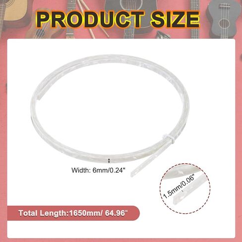 Meccanixity 2 pcs strips strips strips ، 1650 × 5x1.5 مم حافة ملزمة بلاستيكية لإكسسوارات الغيتار الصوتية أو الكلاسيكية ، أبيض in Kuwait
