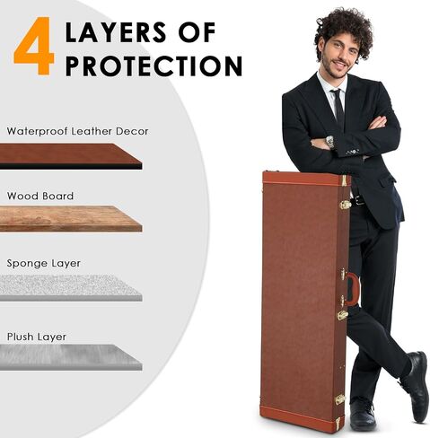 Ktaxon Electric Guitar Hard Case, Rectangle Wooden Standard 39-Inch Electric Guitars Hard-Shell Protective Carrying Case for KST/KTL/170 Model with Lock Latch Padding (Yellow) in Kuwait