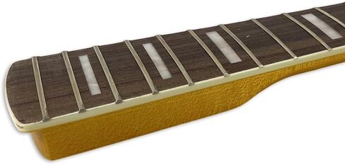 Bass Guitar Neck Replacement - 34" Scale, 21 Fret, Maple with Rosewood Fretboard - Fits P Bass style(42mm Nut), Block Inlays, Yellow Gloss Finish in Kuwait