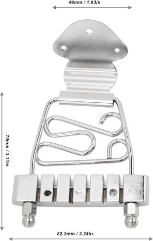 Walfront Metal 6 String Guitar Trapeze Tailpiece with Adjustable Height for Guitar or Bass Replacement Easy Installation Trapeze Tailpiece Replacement (Silver) in Saudi Arabia