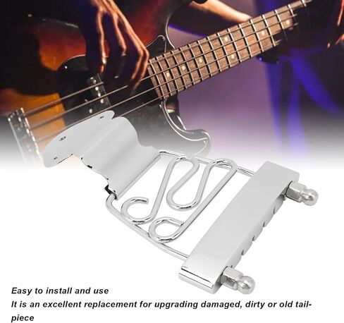 Walfront Metal 6 String Guitar Trapeze Tailpiece with Adjustable Height for Guitar or Bass Replacement Easy Installation Trapeze Tailpiece Replacement (Silver) in Saudi Arabia