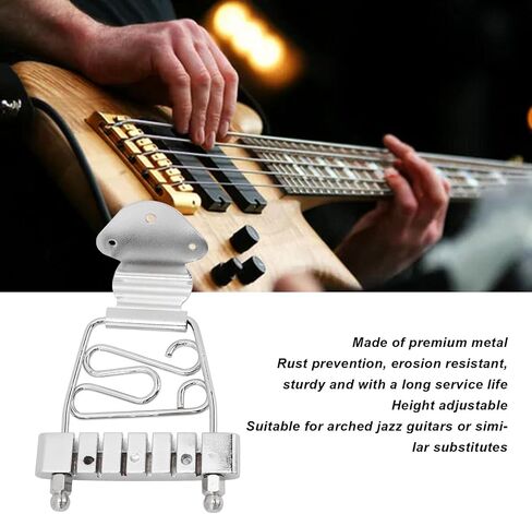 Walfront Metal 6 String Guitar Trapeze Tailpiece with Adjustable Height for Guitar or Bass Replacement Easy Installation Trapeze Tailpiece Replacement (Silver) in Saudi Arabia