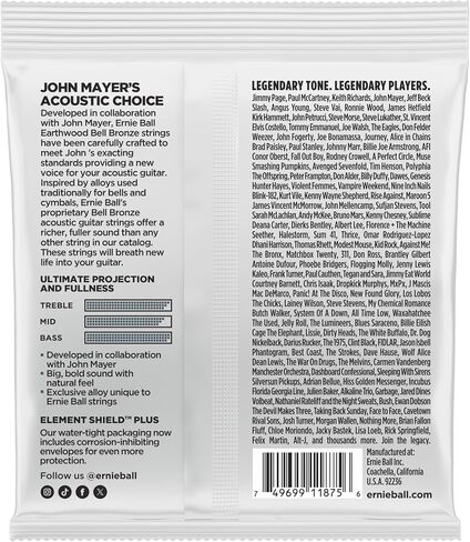 Ernie Ball Medium Light Earthwood Bell Bronze Acoustic Guitar Strings 12-54 in Kuwait