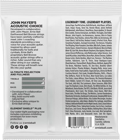 Ernie Ball Medium Light Earthwood Bell Bronze Acoustic Guitar Strings 12-54 in Kuwait