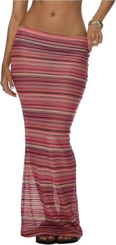 Verdusa Women's Polka Dots Mesh Sheer Skirt Low Waist Maxi Skirts in Saudi Arabia