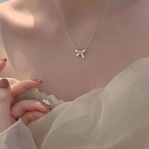 Gold Bow Necklace Bracelet Earrings Set for Women Gold Bowknot Choker Necklace Ribbon Stud Earrings Silver Bow Bracelet Christmas Holiday Jewelry in Saudi Arabia
