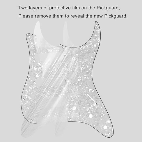 SAPHUE SSS 11 ثقوب الغيتار الكهربائي Strat Pickguard و Backplate مجموعة من Fender US/المكسيك مصنوعة قياسيات Stratocaster Modern Style Guitar Parts (3ply White Pearl) in Kuwait