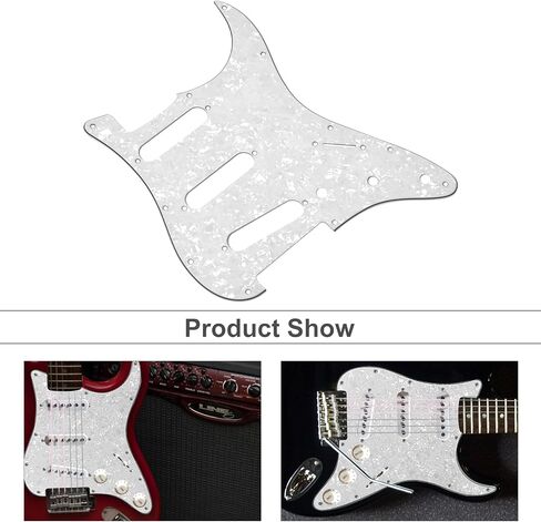 SAPHUE SSS 11 ثقوب الغيتار الكهربائي Strat Pickguard و Backplate مجموعة من Fender US/المكسيك مصنوعة قياسيات Stratocaster Modern Style Guitar Parts (3ply White Pearl) in Kuwait