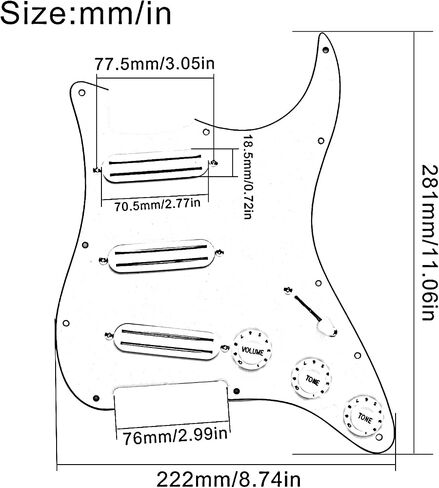 Saphue SSS 3X Mini Humbucker Electric Guitar Pickguard 9K/9K/9K PREWERD PREWERD PREWERD PREWERD FOR ST Style Guitar Multi Color (Tortoise Shell) in Kuwait