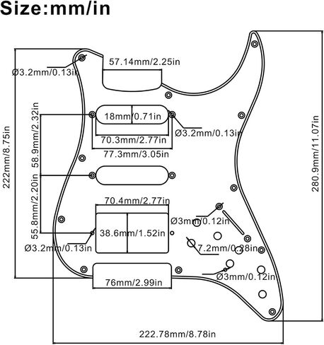 Saphue SSS 3X Mini Humbucker Electric Guitar Pickguard 9K/9K/9K PREWERD PREWERD PREWERD PREWERD FOR ST Style Guitar Multi Color (Tortoise Shell) in Kuwait