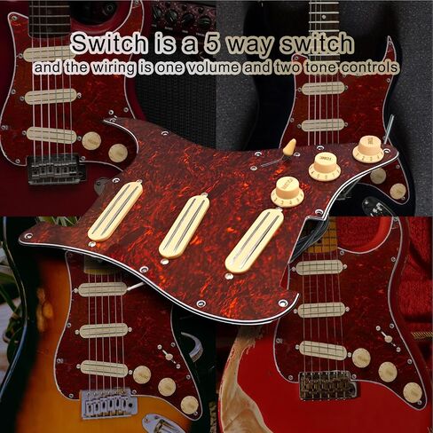 Saphue SSS 3X Mini Humbucker Electric Guitar Pickguard 9K/9K/9K PREWERD PREWERD PREWERD PREWERD FOR ST Style Guitar Multi Color (Tortoise Shell) in Kuwait
