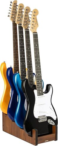 STRICH Wooden Guitar Stand for Multiple Guitars, 4-Holder, Front Display Space-Saving Floor Guitar Rack for Home, Studio, Stage, Walnut Color, L-3E1AW (For 3 Electric+1 Acoustic) in Saudi Arabia