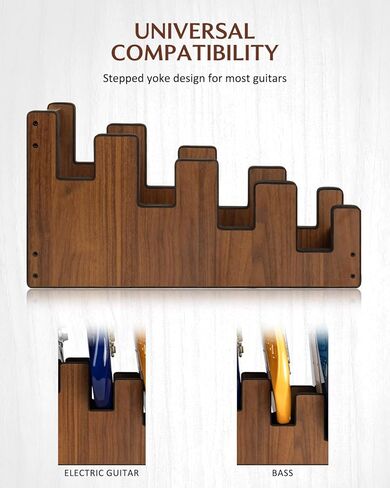 STRICH Wooden Guitar Stand for Multiple Guitars, 4-Holder, Front Display Space-Saving Floor Guitar Rack for Home, Studio, Stage, Walnut Color, L-3E1AW (For 3 Electric+1 Acoustic) in Saudi Arabia