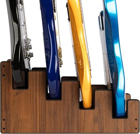 STRICH Wooden Guitar Stand for Multiple Guitars, 4-Holder, Front Display Space-Saving Floor Guitar Rack for Home, Studio, Stage, Walnut Color, L-3E1AW (For 3 Electric+1 Acoustic) in Saudi Arabia