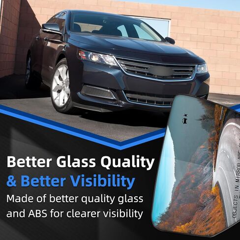 Driver Side Mirror Replacement for Chevrolet Chevy Impala 2014 2015 2016 2017 2018 2019 2020 - Left Side Mirror Glass, Rear View Mirrors Glass with Power Heated & Blind Spot in Saudi Arabia