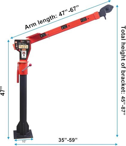 Winch 0.5T Folding Truck-Mounted Bed Crane Hoist Lift Pickup with Electric Winch 2000 lb 12V, Painted Steel 1100 lb Pickup Truck Jib Cranes 360 Swivel (2000 lbs Crane) in Saudi Arabia