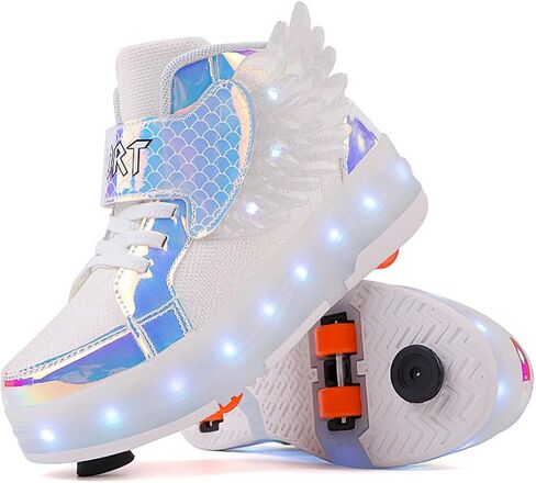 Kids Light Up Roller Skate Shoes USB Rechargeable Comfort Perfect for Sidewalks Parks & Family Outings(Pink,13.5 Little Kid) in Saudi Arabia