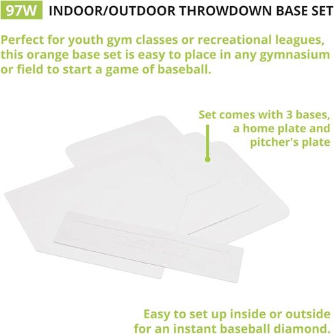 Champion Sports Throwdown Base Set: 5 Youth League Kids Baseball & Softball Rubber Throw Down Bases - Boys & Girls Training & Practice Equipment, White in Saudi Arabia