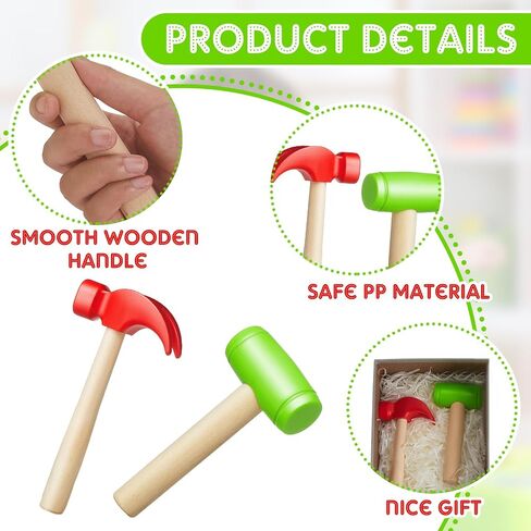 Deekin 4 PCS Wooden Hammer Toys Simulation Hammers Toy Small Toy Toys Toys To Education Teenagers Teenagers School Gift Party ، Red ، 6.5 Int in Saudi Arabia