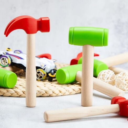 Deekin 4 PCS Wooden Hammer Toys Simulation Hammers Toy Small Toy Toys Toys To Education Teenagers Teenagers School Gift Party ، Red ، 6.5 Int in Saudi Arabia