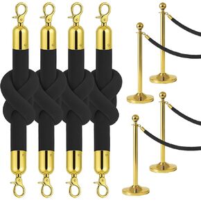 4pcs White Velvet Rope 5ft - حبال مخملية ناعمة مع نهايات Silver Snap Stanchion in Kuwait