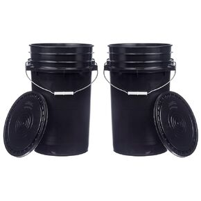 Hudson Exchange 7 جالون (2 عبوة) حاوية دلو كبيرة دلو مع غطاء قشر سهل ، فود درجة BPA خالية من HDPE ، أسود in Kuwait