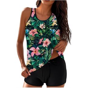 Tankini Swimsuits for Women Plus Size Modest Two Piece Bathing Suit Blouson Swim Tank Top & Boyshorts Swimwear in Saudi Arabia