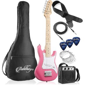 Ashthorpe 30-inch Beginner Electric Guitar Kit with Amplifier (Black), Basic Starter Package w/Gig Bag, Strings, Strap, Picks in Kuwait