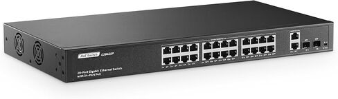 Yulinca 24 Port Gigabit Poe Switch مع 2 Ge uplink ، 2 Gigabit SFP ، IEEE802.3AF/at 400W ، مفتاح Rackmount غير المدير مع VLAN و AI هيئة مراقبة in Saudi Arabia