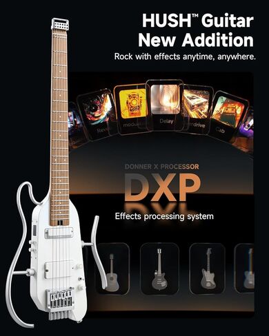 Donner HUSH X PRO Electric Guitar Kit - Smart Travel Guitar with Dozens of Preset Combinations, 7 Tone Sim Options, Black in Saudi Arabia