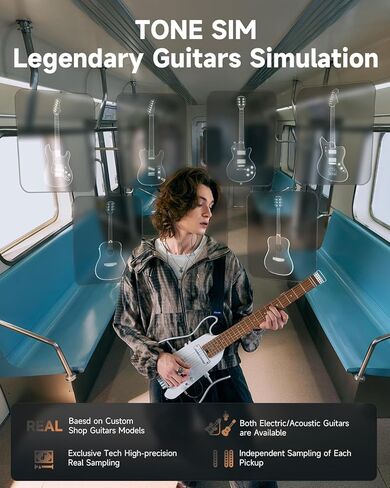 Donner HUSH X PRO Electric Guitar Kit - Smart Travel Guitar with Dozens of Preset Combinations, 7 Tone Sim Options, Black in Saudi Arabia