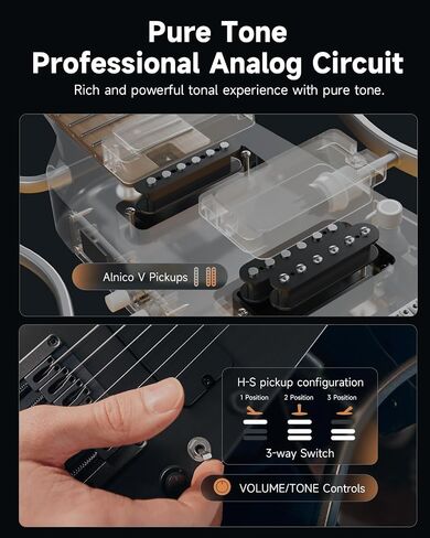 Donner HUSH X PRO Electric Guitar Kit - Smart Travel Guitar with Dozens of Preset Combinations, 7 Tone Sim Options, Black in Saudi Arabia