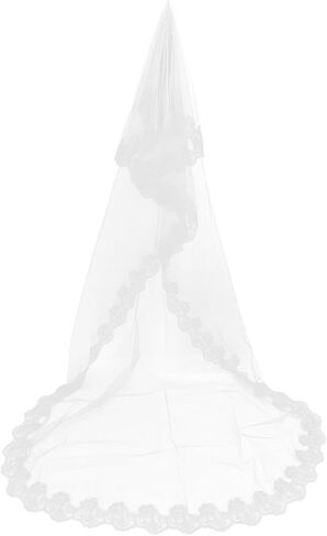 Short Lace Mesh 2 Tier Bridal Veils With Comb, Women's Simple Tulle Bachelorette Party For Wedding Hen Party V1 (1 Tier Red Lace) in Saudi Arabia