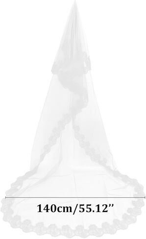Short Lace Mesh 2 Tier Bridal Veils With Comb, Women's Simple Tulle Bachelorette Party For Wedding Hen Party V1 (1 Tier Red Lace) in Saudi Arabia