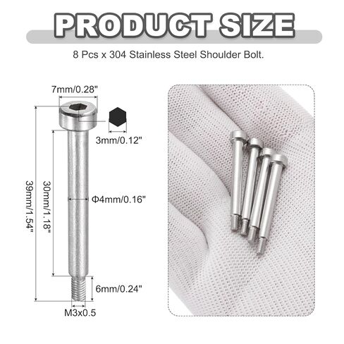 MECCANIXITY 8 Pcs 304 Stainless Steel Shoulder Bolt 8mm Shoulder Dia 20mm Shoulder Length M6x1 Thread Hex Socket Shoulder Bolts for Hydraulic Injection Molding Machinery Industries in Saudi Arabia
