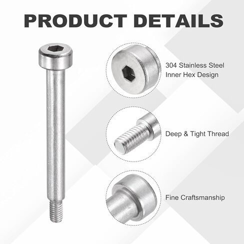 MECCANIXITY 8 Pcs 304 Stainless Steel Shoulder Bolt 8mm Shoulder Dia 20mm Shoulder Length M6x1 Thread Hex Socket Shoulder Bolts for Hydraulic Injection Molding Machinery Industries in Saudi Arabia