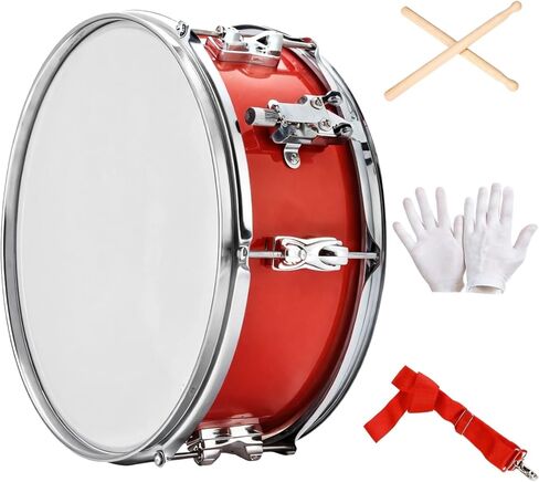 13 Marching Snare Drum مجموعة مع مطرقة ، قفازات ، وحزام قابل للتعديل ، أسطوانة حمراء لجميع الأعمار ومستويات المهارة in Kuwait