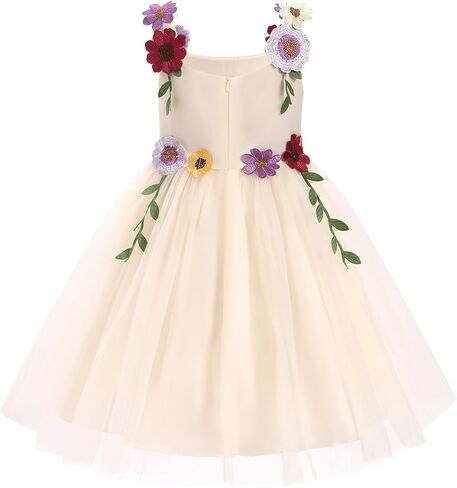 IDOPIP Toddler Baby Embroidery Flower Girl Dress for Kids Wedding Pageant Party Prom Gown Communion Birthday Tulle Dresses in Saudi Arabia